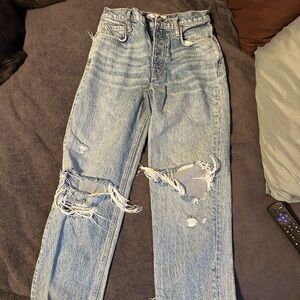 Free People Light Blue Distressed Boyfriend Jeans